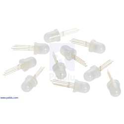 Addressable Through-Hole 5mm RGB LED with Diffused Lens, WS2811 Driver (10-Pack)