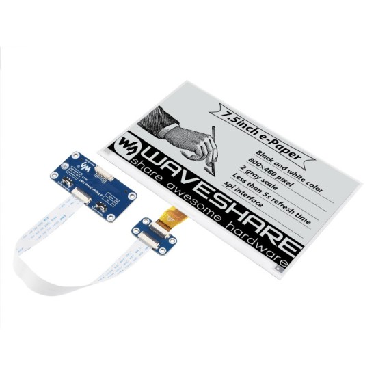 800×480, 7.5inch E-Ink display HAT for Raspberry Pi