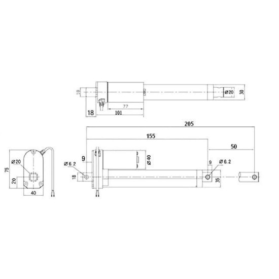 Linear Actuator IP54 50mm 12V 0.4cm/s 150Kg