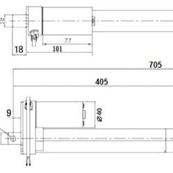 Linear Actuator IP54 300mm 12V 0.4cm/s 150Kg