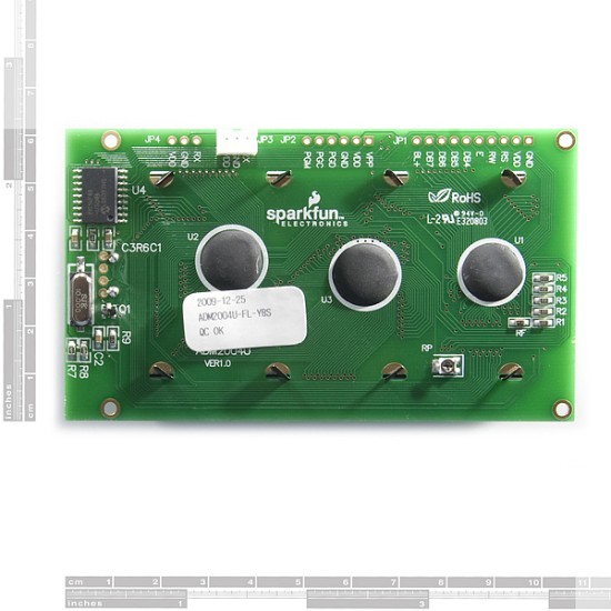 Serial Enabled 20x4 LCD - Black on Green 5V