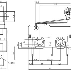 Snap-Action Switch with 16.3mm Roller Lever: 3-Pin, SPDT, 5A