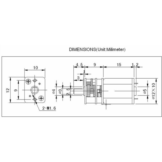 Micro Gear Motor p12 6V 60 rpm