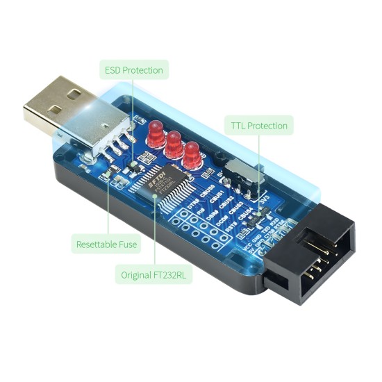 Industrial USB TO TTL Converter - FT232RL, Multi Protection & Systems Support