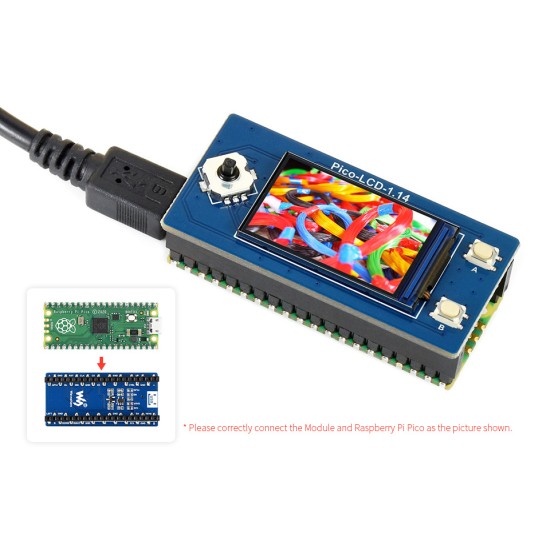 1.14inch LCD Display Module for Raspberry Pi Pico, 65K Colors, 240×135, SPI