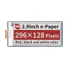 2.9inch E-Paper E-Ink Display Module (B) for Raspberry Pi Pico, 296×128, Red / Black / White, SPI