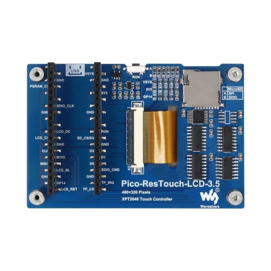 3.5inch Touch Display Module for Raspberry Pi Pico, 65K Colors, 480×320, SPI